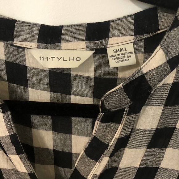 Anthro Tylho Checked Swing Top Gingham Linen Plaid Blouse Shirt Summer Linen S - Picture 14 of 16